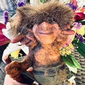 3-Headed Happy Nyform Troll Trio with Walking Stick